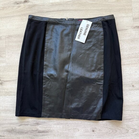 Jessica London Black Leather Skirt Mini Zip Size 20